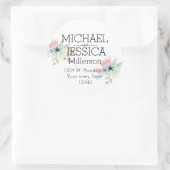 Chique Floral Gepersonaliseerd adres Ronde Sticker (Tas)