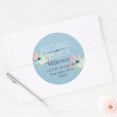 Chique Floral Gepersonaliseerd adres Ronde Sticker (Envelop)