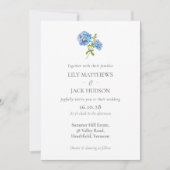 Chique Floral Hydrangea Non Photo bruiloft uitnodi (Voorkant)