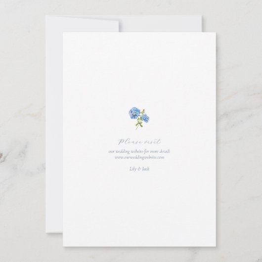 Chique Floral Hydrangea Non Photo bruiloft uitnodi (Achterkant)