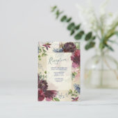 Chique Floral Marsala Roos Waterverf Gouden Recept Informatiekaartje (Staand voorkant)