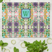 Chique Floral  Monogram Initiaal Stijlvol Theedoek (Gevouwen)