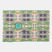 Chique Floral  Monogram Initiaal Stijlvol Theedoek (Horizontaal)