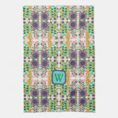 Chique Floral  Monogram Initiaal Stijlvol Theedoek (Verticaal)