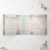 Chique Floral Regency Era Bruiloft Drieluik Uitnodiging (Binnen)