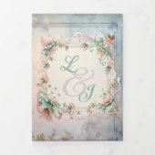 Chique Floral Regency Era Bruiloft Drieluik Uitnodiging (Cover)