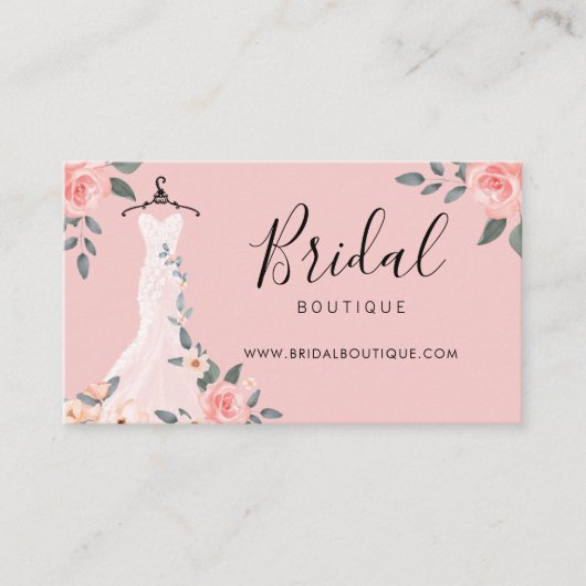 Chique Floral Roos Trouwjurk Bruidsboetiek Visitekaartje (Voorkant)