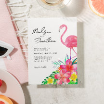 Chique Floral Tropisch Paradijs Flamingo Bruiloft