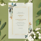 Chique Floral Waterverf Sage Alles-in-één bruiloft Kaart