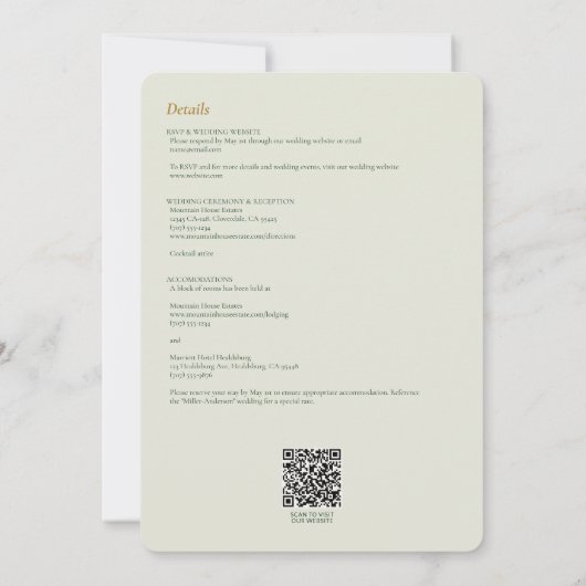 Chique Floral Waterverf Sage Alles-in-één bruiloft Kaart (Achterkant)