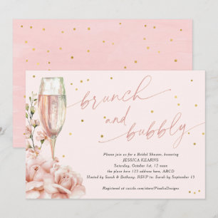 Chique florale champagne fluiten brunch en bubbels kaart