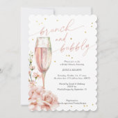 Chique florale champagne fluiten brunch en bubbels kaart (Voorkant)