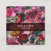 Chique florale roze Bourgogne paarse glitter monog Vierkante Visitekaartje (Voorkant)