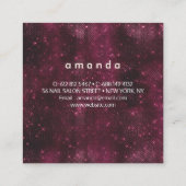 Chique florale roze Bourgogne paarse glitter monog Vierkante Visitekaartje (Achterkant)