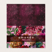 Chique florale roze Bourgogne paarse glitter monog Visitekaartje (Buitenkant ongevouwen)