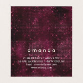 Chique florale roze Bourgogne paarse glitter monog Visitekaartje (Binnenkant ongevouwen)