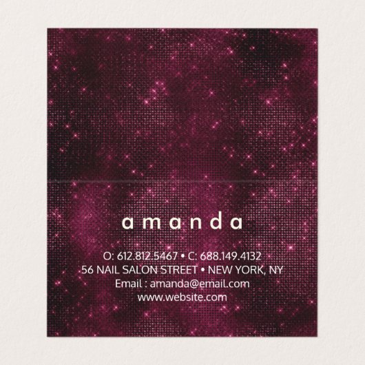 Chique florale roze Bourgogne paarse glitter monog Visitekaartje (Binnenkant ongevouwen)