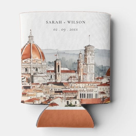 Chique Florence Kathedraal Italië Waterverf Bruilo Blikjeskoeler (Achterkant)