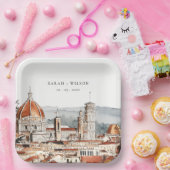 Chique Florence Kathedraal Italië Waterverf Bruilo Papieren Bordje (Feest)