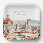 Chique Florence Kathedraal Italië Waterverf Bruilo Papieren Bordje (Voorkant)