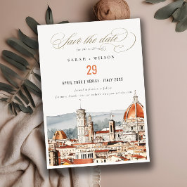 Chique Florence Kathedraal Italië Waterverf Bruilo Save The Date