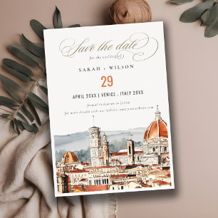 Chique Florence Kathedraal Italië Waterverf Bruilo Save The Date