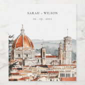 Chique Florence Kathedraal Italië Waterverf Bruilo Wijn Etiket (Enkel label)