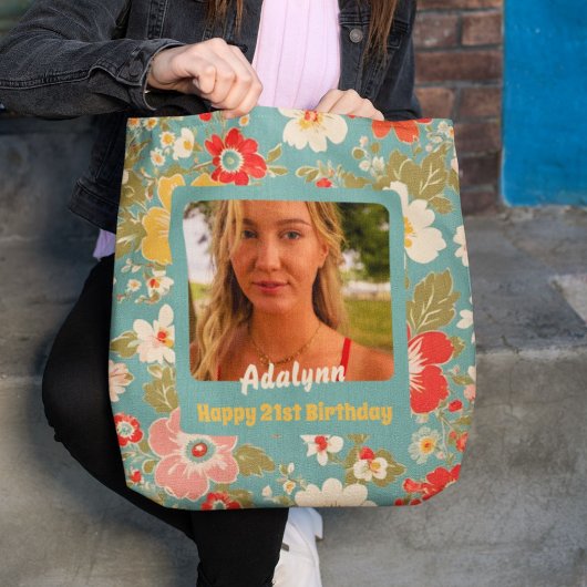 Chique Flowers Fotocadeaus voor 21 Jaar Oud Vrouw Tote Bag