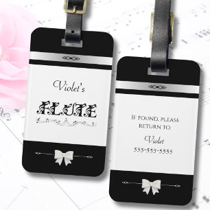 Chique Fluitist Zwart en Wit Hoes ID Label Bagagelabel