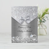 chique folie zilveren glitters sequins glinsterend kaart (Staand voorkant)