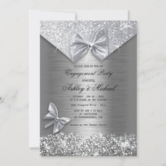 chique folie zilveren glitters sequins glinsterend kaart (Achterkant)