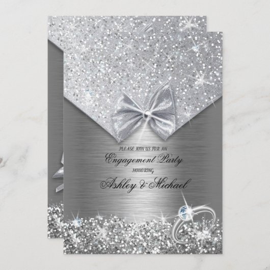 chique folie zilveren glitters sequins glinsterend kaart (Voorkant / Achterkant)