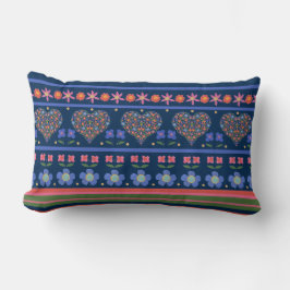 Chique Folk Art Bloemharten Rand Lumbaal Kussen