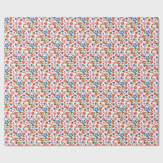 Chique Folk Art Stijl Bloemen op Wit Inpakpapier (Vlak)