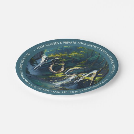 Chique Forest YOGA Verborgen Tekst Meditatie Instr Papieren Bordje (Gekanteld)