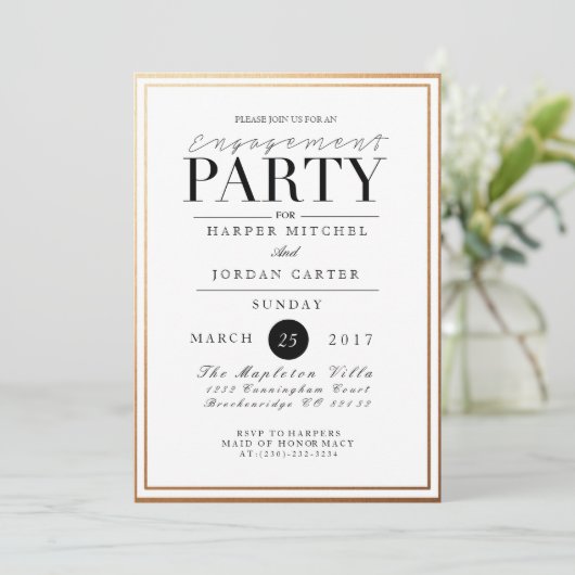 Chique & Formele Engagement Party | Gouden folie u Kaart (Staand voorkant)