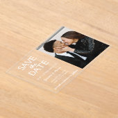 Chique foto Bewaar de datum Elegant Modern Kaart Acryl Uitnodigingen (Laagn)