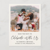 Chique foto bruiloft receptie crème opslaan van de aankondigingskaart (Voorkant)