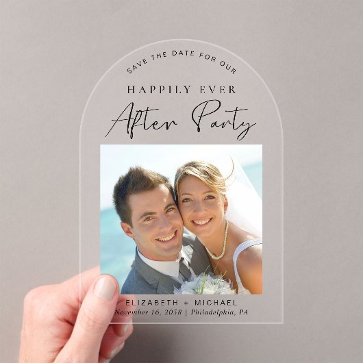 Chique foto bruiloft receptie Opslaan van de datum Acryl Uitnodigingen (Insitu (Draagbaar))