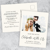 Chique Foto Cream Bruiloft Receptie Save The Date Aankondigingskaart