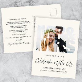Chique Foto Cream Bruiloft Receptie Save The Date Aankondigingskaart