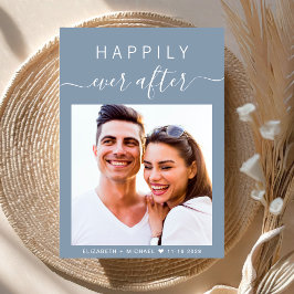 Chique foto QR-code alles in één stoffige blauwe b Kaart