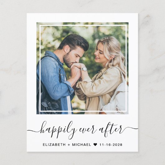 Chique Foto QR Code Budget Bruiloft Uitnodiging (Voorkant)