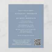 Chique Foto QR Code Stoffig Blauw Bruiloft Uitnodi (Achterkant)