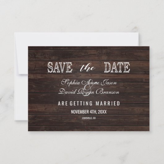 Chique foto SAVE DE DATUM Bruiloft Typografie Save The Date (Achterkant)