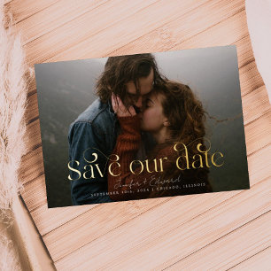 Chique foto save our date folie uitnodiging