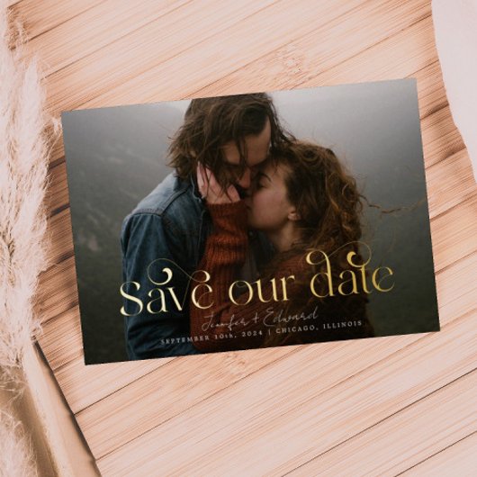 Chique foto save our date  folie uitnodiging