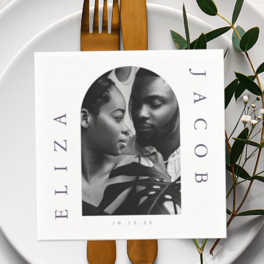 Chique foto trouwdatum servet