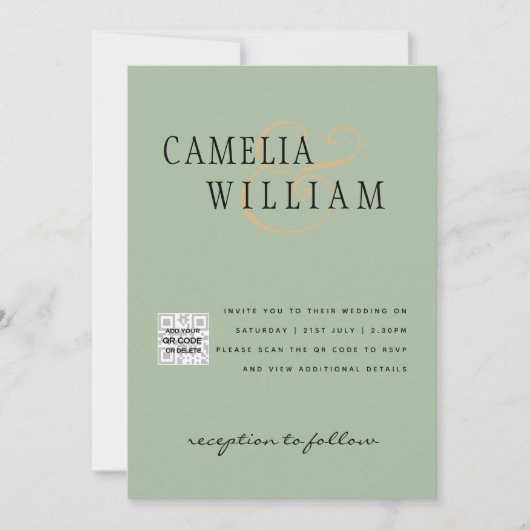 Chique foto trouwkaart QR code bewaar de datum gro Kaart (Voorkant)