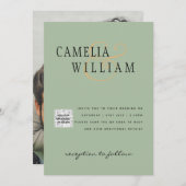 Chique foto trouwkaart QR code bewaar de datum gro Kaart (Voorkant / Achterkant)